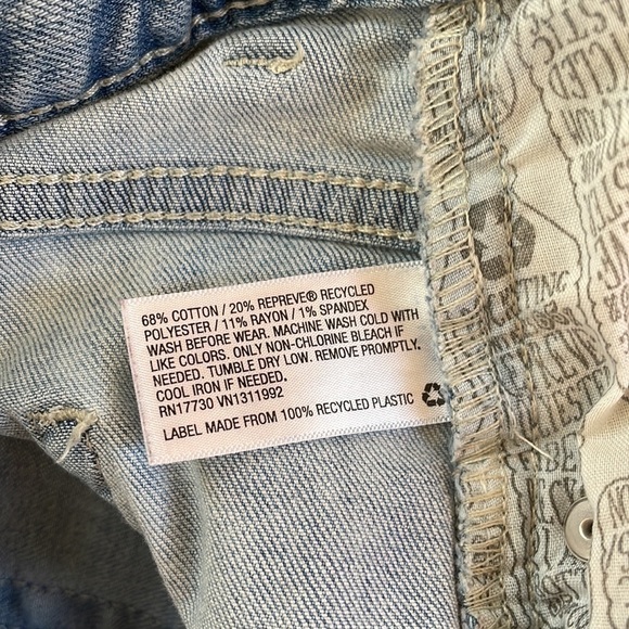 Cat & Jack Stretch Crop Denim BlueJeans Youth Girls 14 Adjustable Waist Raw Hem - Picture 7 of 11